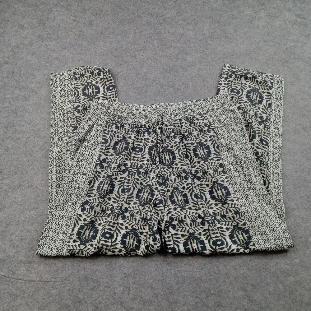 Michael Stars Pants‎ Womens Small Black White Print Elastic Waist Boho Lounge